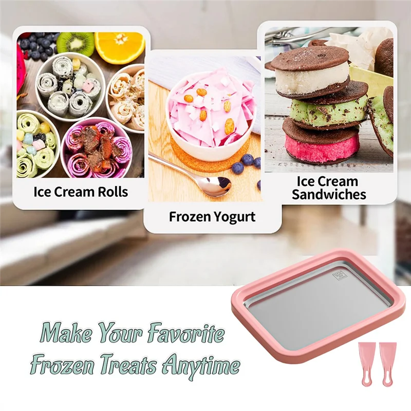 B58B-Ice Cream Frozen Yogurt Machine Great For Making Ice Cream, Fruit Shakes, Smoothies Quick Cooling Tray With Two Scrapers