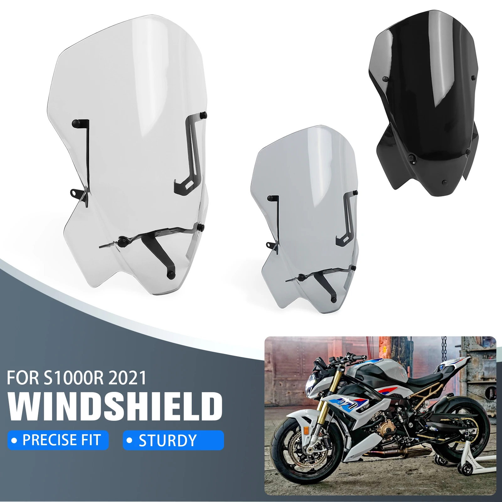 For BMW S1000R S1000 R 21-24 M1000R 23-24 Motorcycle Touring Windshield Windscreen Wind Deflector Tall Wind Shield Screen Visor