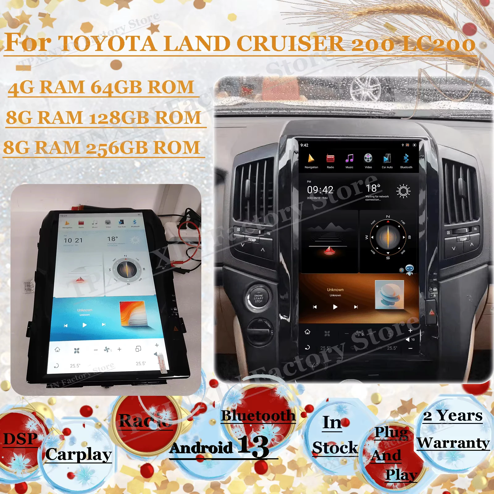 Android 13 Multimedia Stereo For TOYOTA LAND CRUISER 200 LC200 2008 2009 2010 2011 2012 2013 2014 2015 GPS Navigation Head Unit