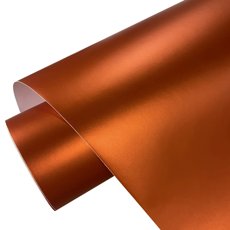 Premium Chrome Matte Metallic Orange Vinyl Wrap Film Selbstklebende Aufkleber Automotive Car Wrapping Folie Air Bubble Release