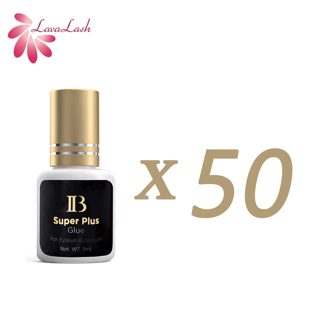 50pcs Korea IB Super Plus Glue For Eyelash Extensions Original 5ml Black Glue Gold Cap Fast Dry Strong Lash Glue Makeup Tool