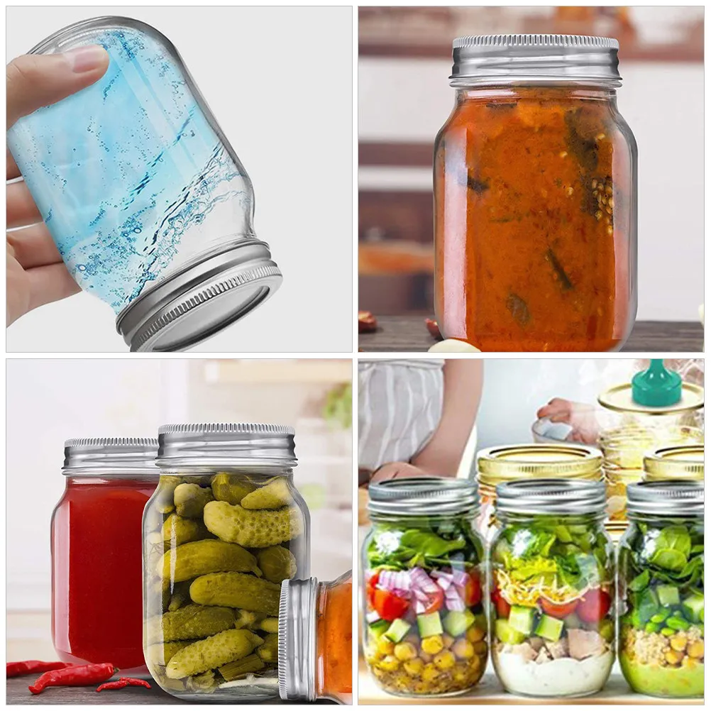 

6Pcs Large Mason Jars Wide Mouth Glass 500Ml Transparent Leak Proof Canning Jars for Jam Honey Syrup Home Bakery Cafe