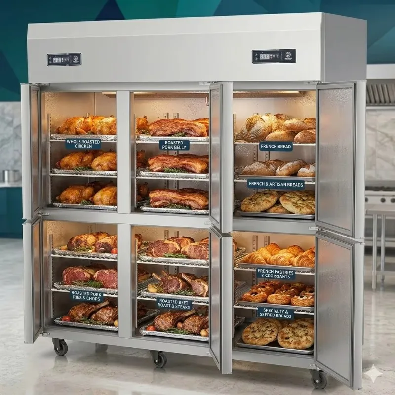 Ultra-Large Capacity Six Doors Upright Refrigerator Commercial Kitchen Chiller Vertical Freezer Stainless Steel Fridge
