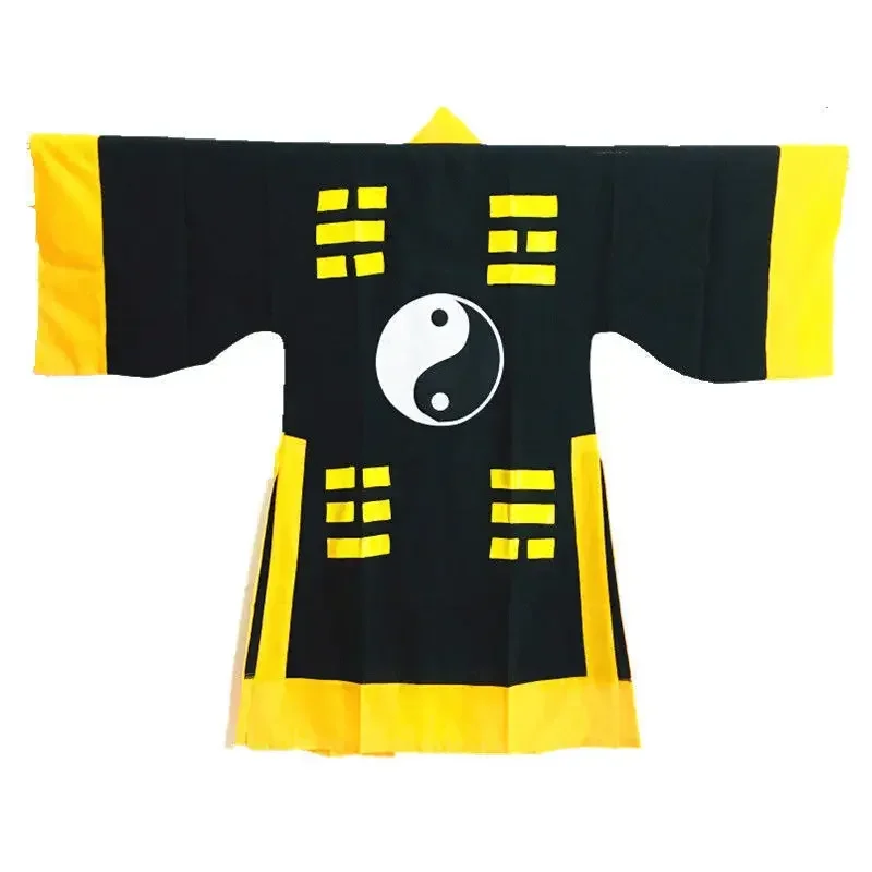 Wudang Taoist Shaolin Monk Long Robes Kung Fu Tai Chi Martial Arts Suit Taoism Clothing for Adults Cos with Hat