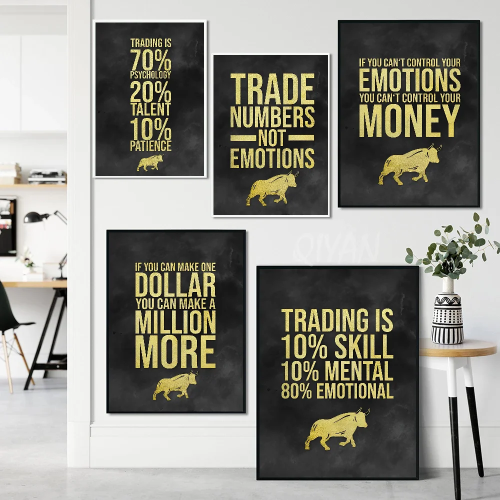 Black And Gold Stock Market Golden Trading Poster Stickers Art Wall Murals Decor Game Room Decor Gifts HD Painting