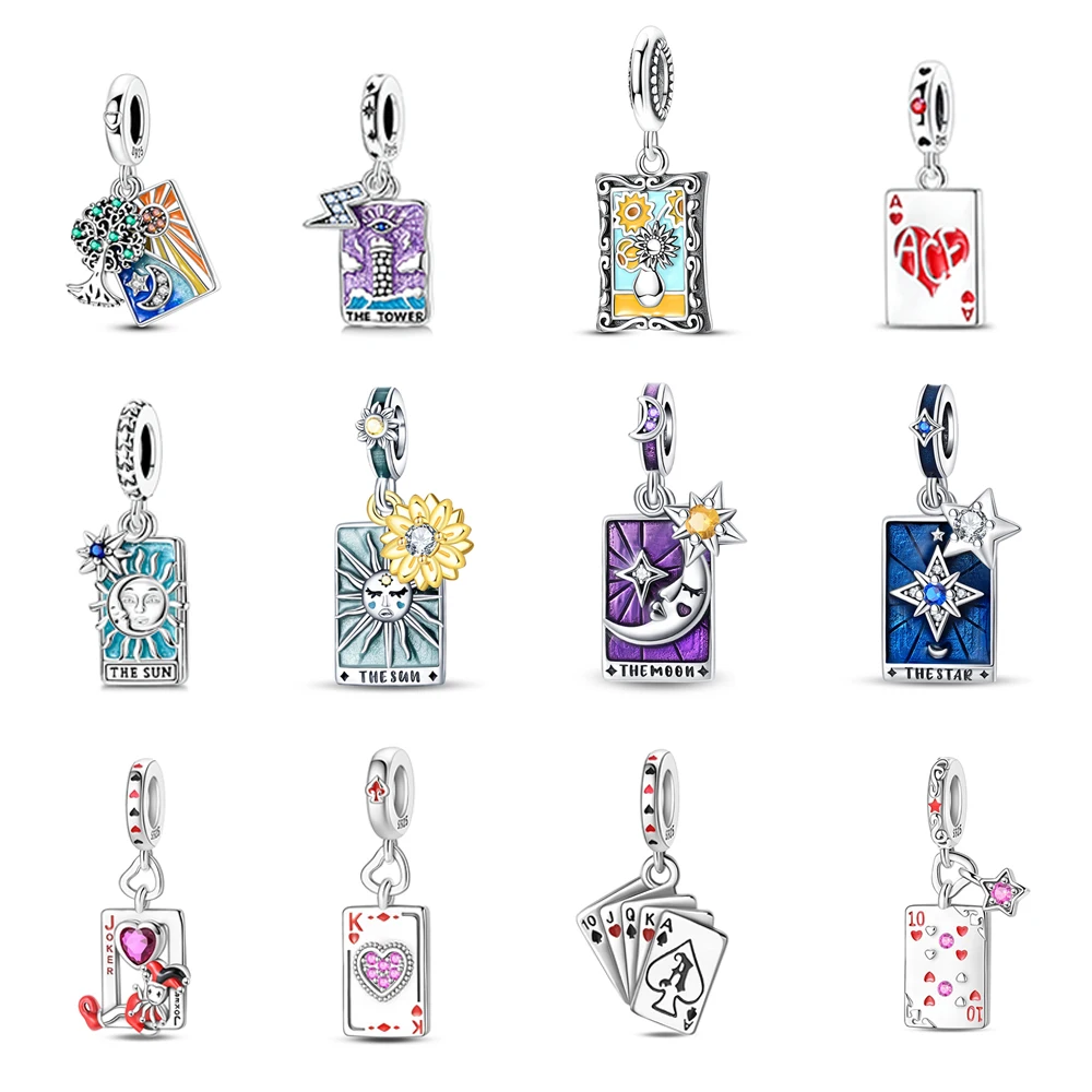 

Новый подвесной шарм из стерлингового серебра 925 пробы в виде карты (флеш) для оригинального браслета, DIY украшение в стиле покер, подарок для мужчин и женщин, бусина для создания украшений