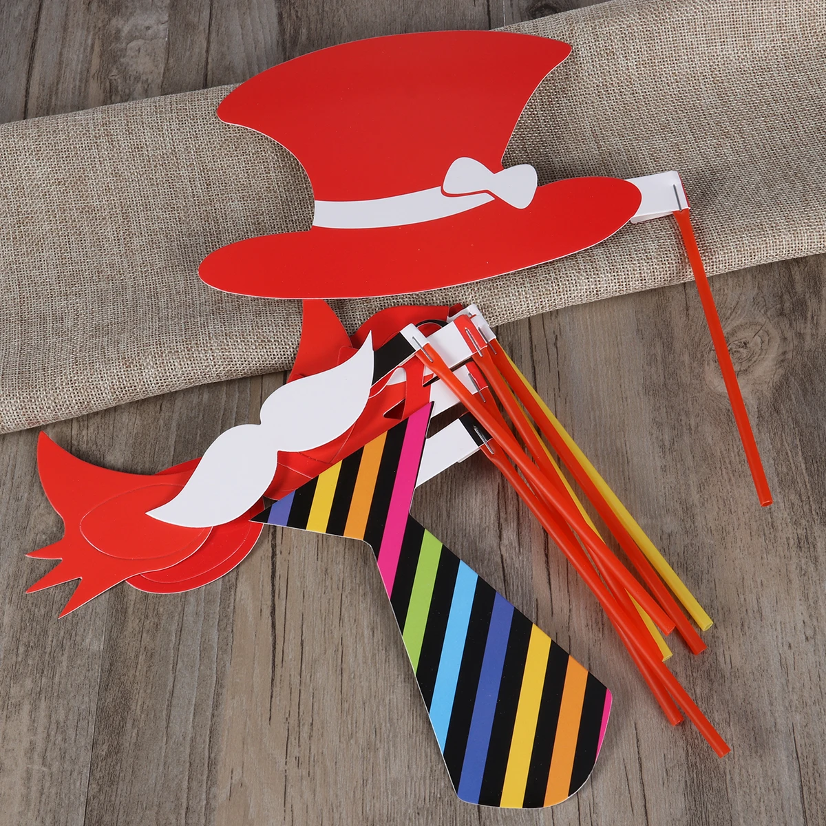 

8pcs Funny Photo Booth Props Beard Lips Bowknot Eyeglasses Diy Party Sign Kit With Self-Adhesive Dots Wooden Stick For Christmas