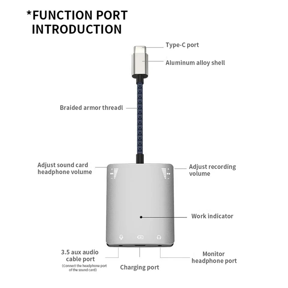 Orico USB-A - 3x 3,5mm Jack OMTP headset audio adapter met volumeregelaar / zwart - 0,10 meter