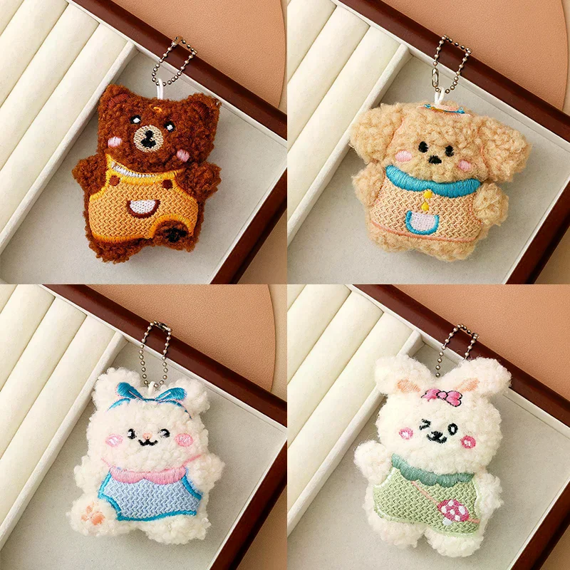 Kawaii المفاتيح قلادة أرنب جرو الدب معلقة أفخم الحيوان على ظهره اكسسوارات سيارة مفتاح سلسلة حقيبة قلادة الأطفال هدية