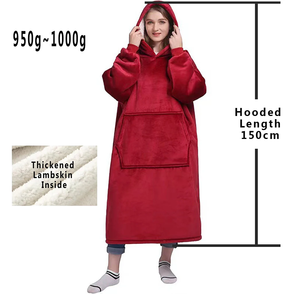 Winter New In Long Hoodie Oversized Loose Pajama Casual Matching Solid Sleepwear Fleece Warm Long Sleeve Top Pullover Homewear