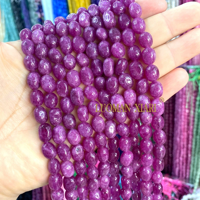 8x10MM Natuursteen Toermalijn Lavendel Aquamarijn Chalcedoon Losse Spacer Kralen voor Sieraden Maken Diy Armband Accessoires