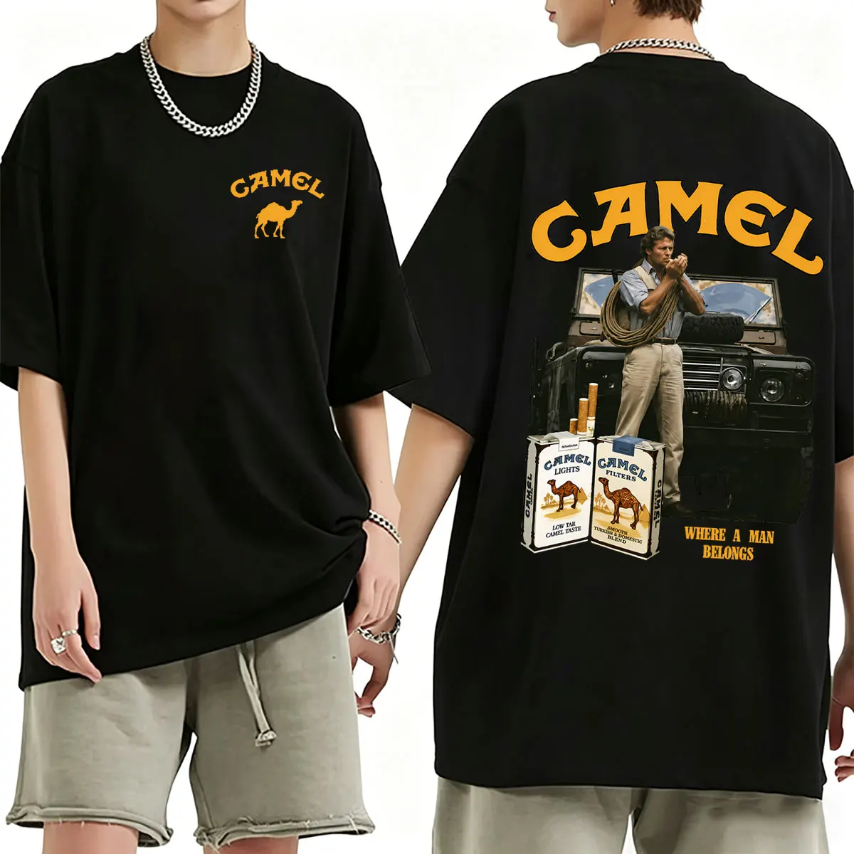 Camel Motocycle Car T-shirt Men Women Classic Oversized Streetwear Men's Casual Soft Cotton Tshirt Male Fashion Vintage T Shirts
