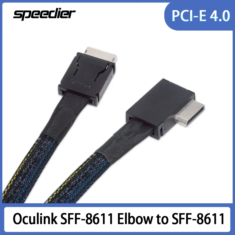 Connecting Wire Data Transmission Cable 90 Degree Elbow Oculink SFF-8611 4i Angled To 8611 Straight SAS4.0 PCI-E 4.0 Data Cable