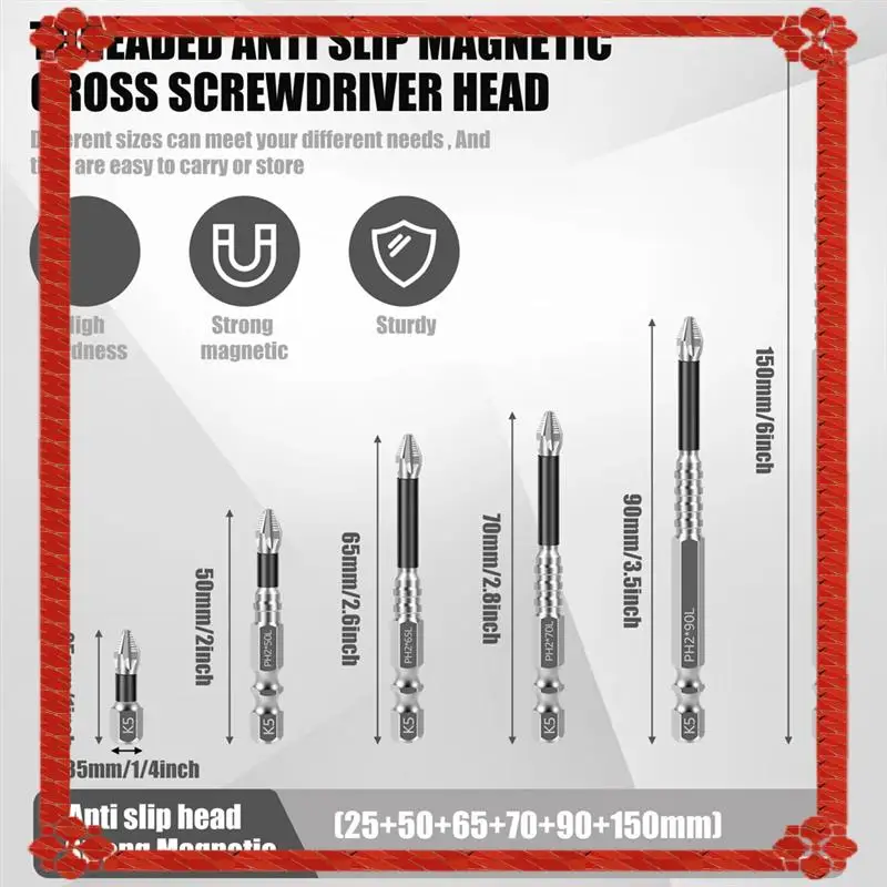 Bor Listrik Pengiriman 24 Jam Kompatibel 11 Buah Set Mata Obeng Dampak K5 Mata Obeng Impact Antiselip Magnetik Teethphillips Cros
