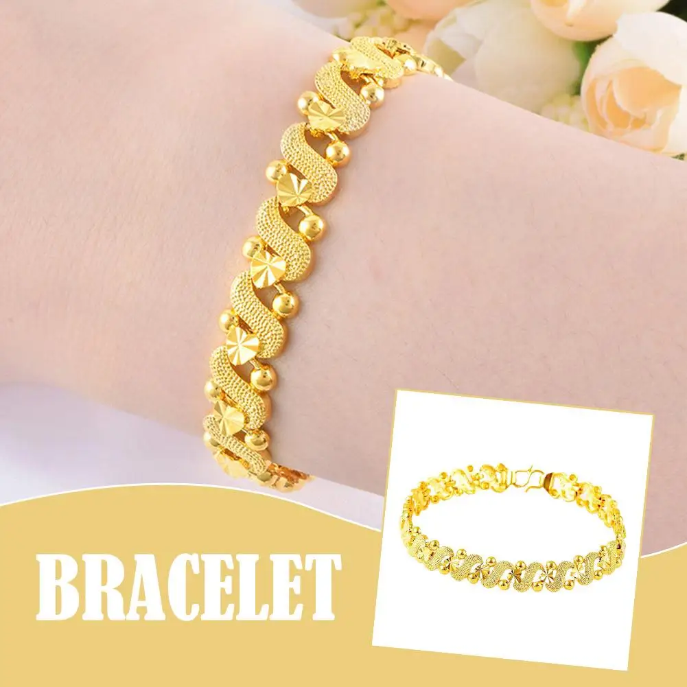 Gold Color Bracelet For Woman Men Domineering Round Chain Bracelet For Woman Man Fashion Jewelry Wedding Party Gift E2D0