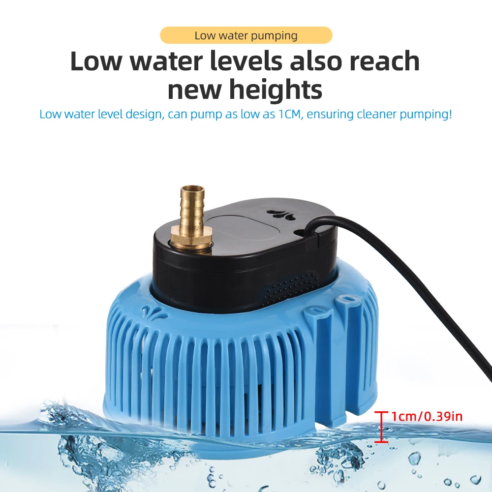 Pool Cover Pump Above Ground Submersible Sump Pump 75W 2000L/H Swimming Water Removal Pump with 3 Adapters 16ft Drainage Hose