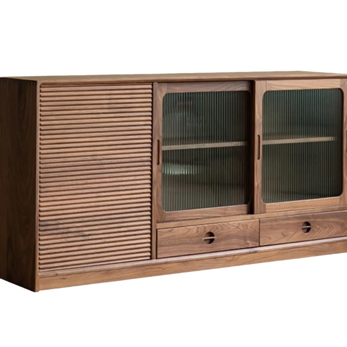 Nordic simple black walnut all solid wood dining side cabinet living room locker floor side cabinet storage