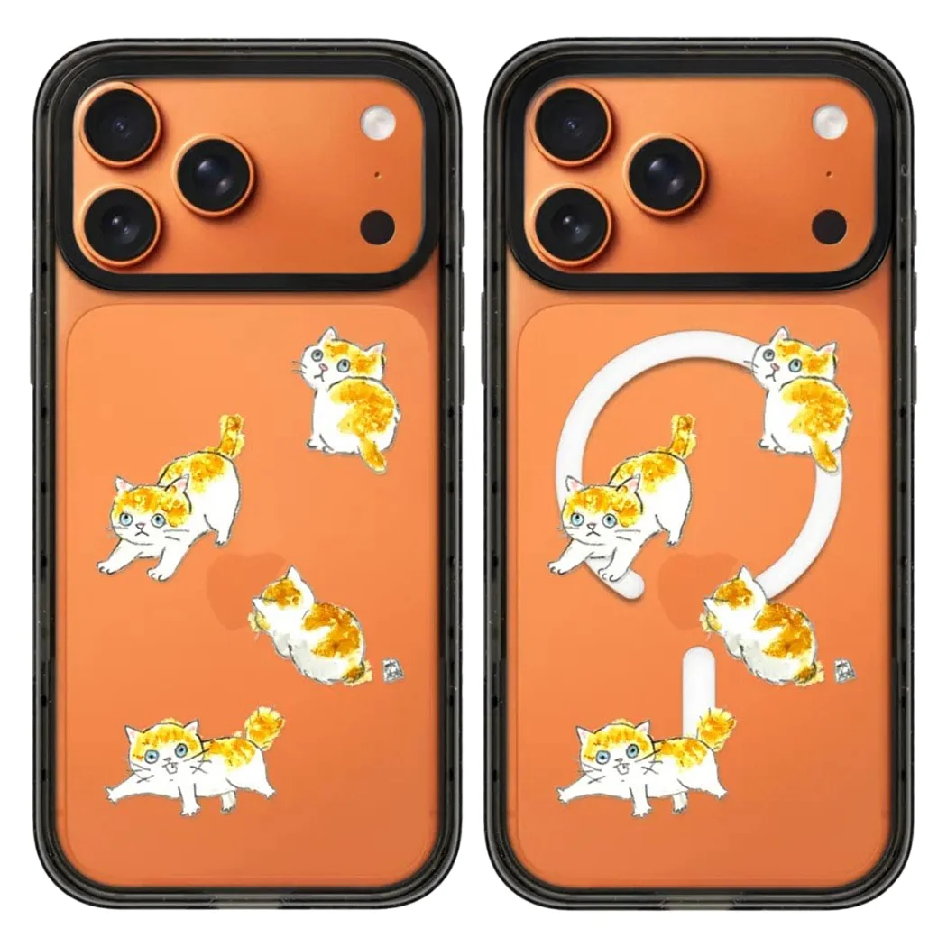 

orange cats Acrylic Black Border Magnetic Case: Compatible with IPhone 17 16 15 14 13 12 Pro Max 17 Air