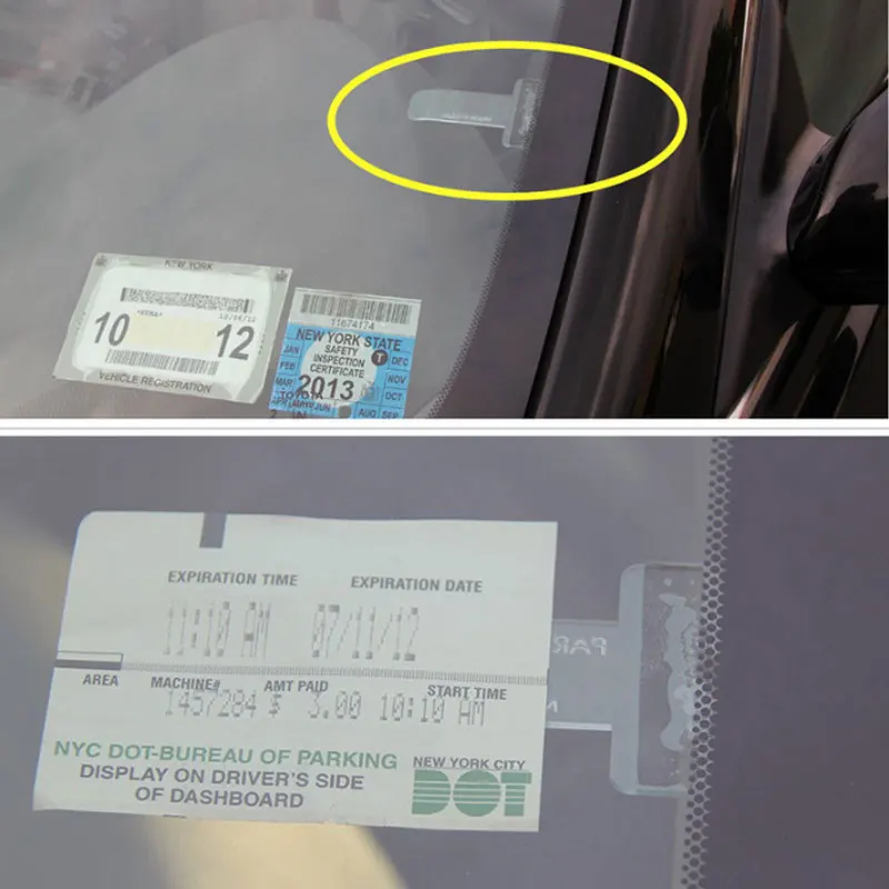 Transparent Car Vehicle Parking Ticket Receipt Permit Card Holder Clip Sticker Windscreen Plastic Universal Car Accessories