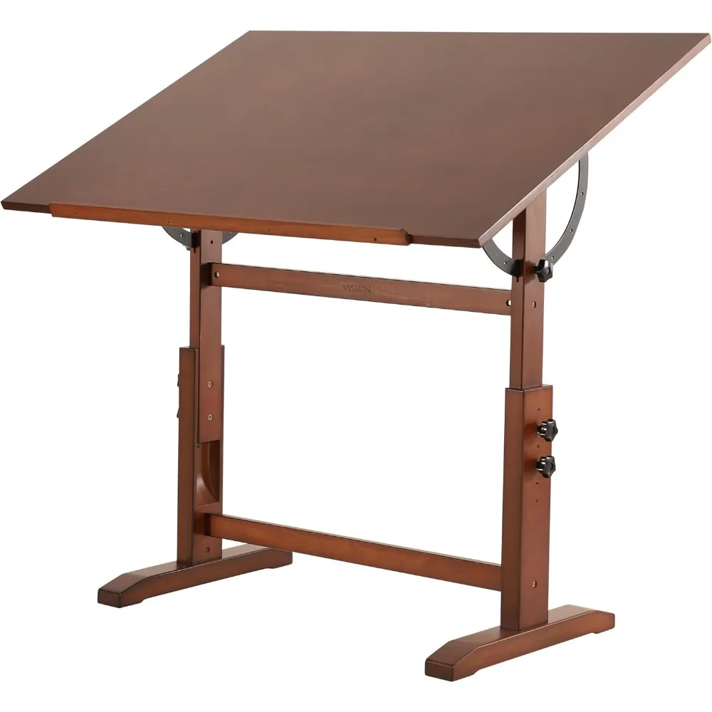 Extra-Large Artist Drafting Table, Adjustable Height & Angle, Solid Pine Wood Drawing Table, Art Table for Adults, Tilts Flat,