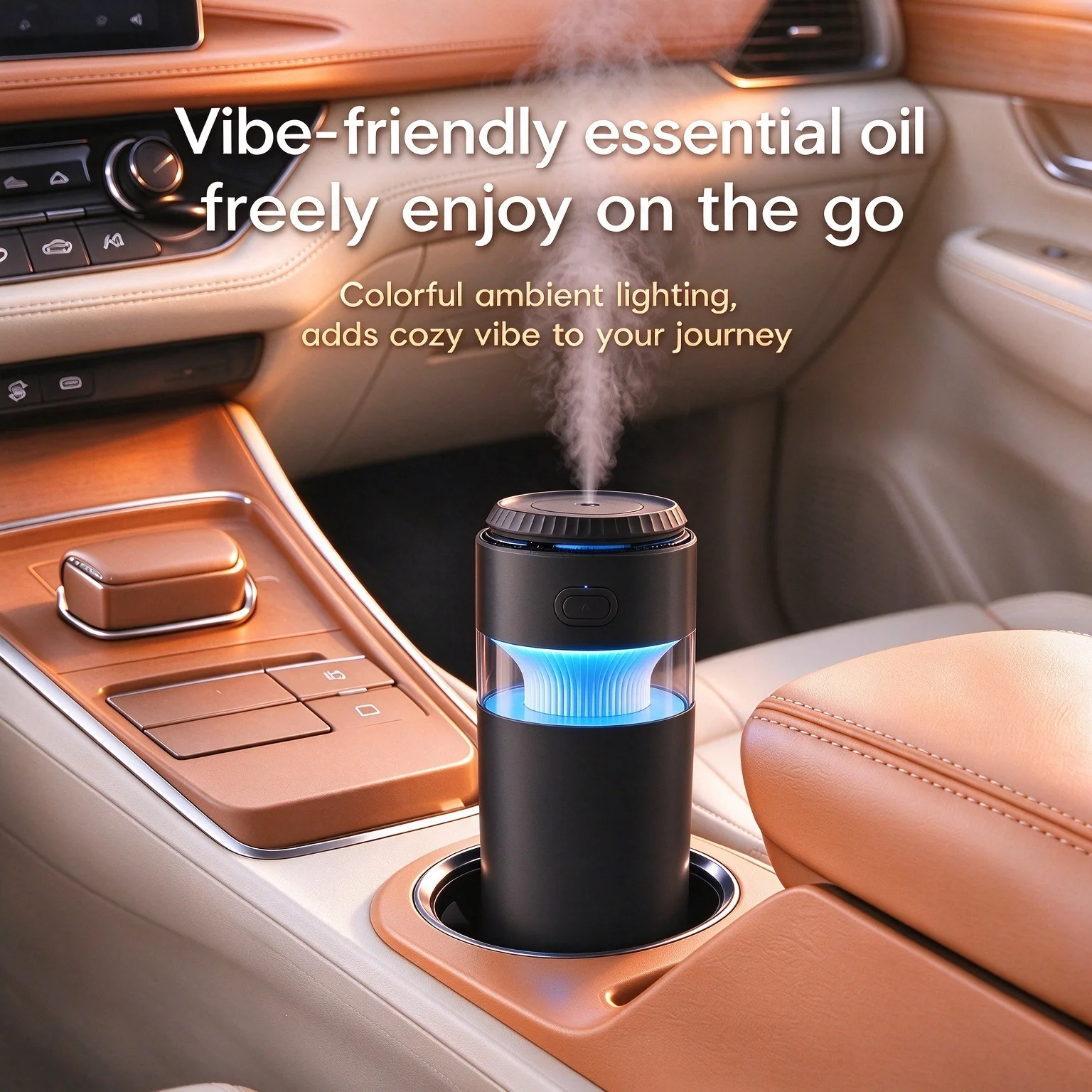 270ml Wireless Portable Humidifier Rechargeable Ultrasonic Mist Maker Color LED Light, Dual Spray Modes for Car Home Bedroom