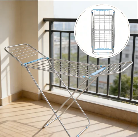 Portable Foldable Aluminum Heavy Duty 175cm Bathroom Drying Rack with Clothes Hanger and Airerpromote sales