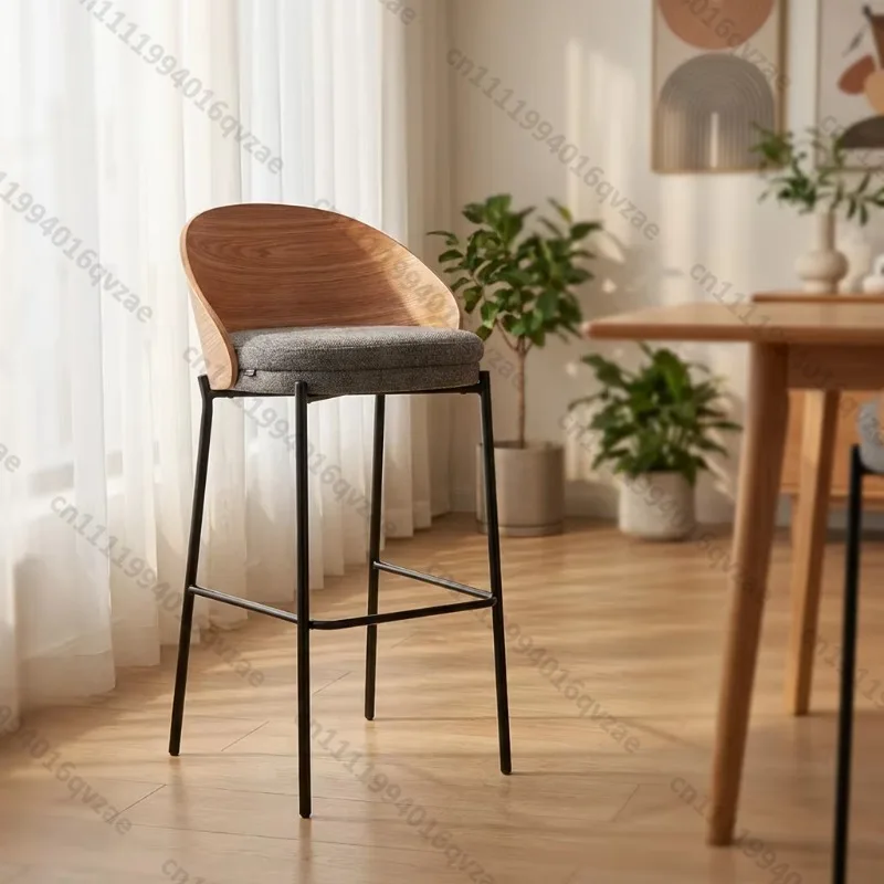 Metal Leg Padded Seat Plywood Metal Fabric High Stool Bar Table