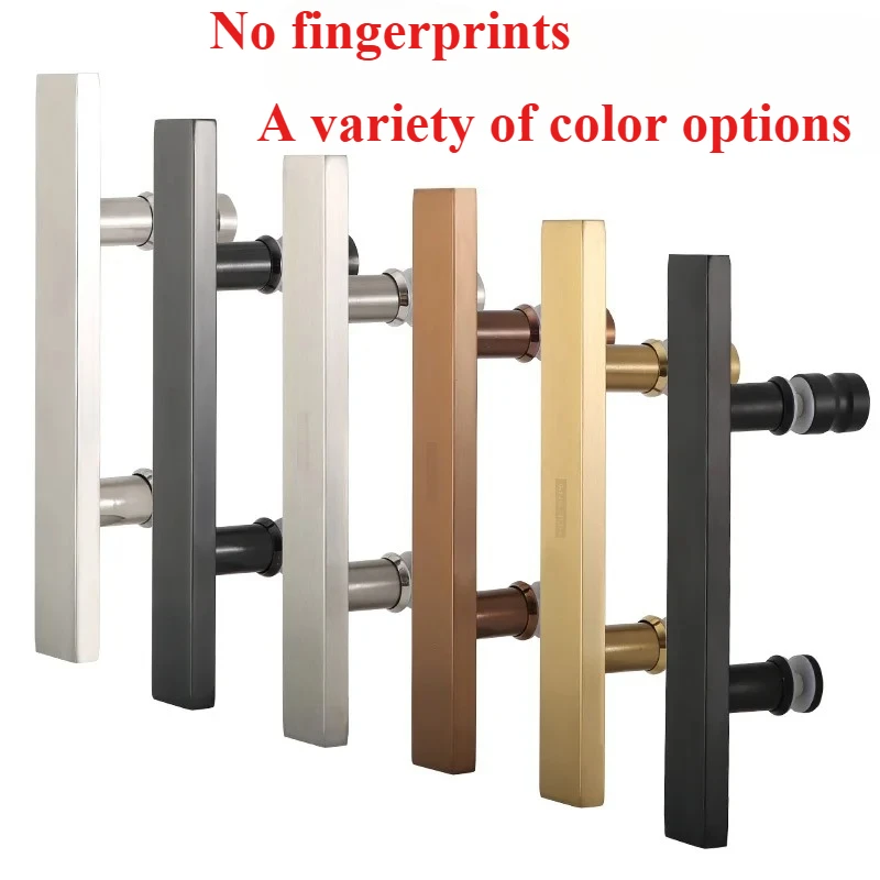 2Pc Shower Enclosure Rectangular Bar Pull Handle Knob Bathroom Glass Door Mirror Rose Gold Matte Black