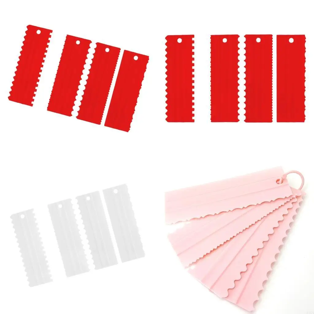 Pack of 4 Plastic Cake Scrapers highlighting Multi Functional for Cream Smoothing and Decorating for Domestic Baking