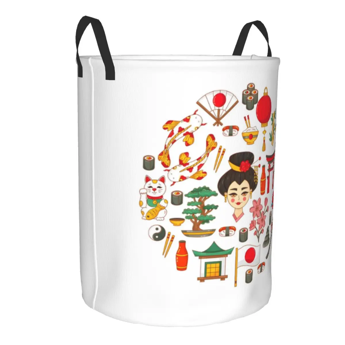 Japanese Geisha Koi Oriental P Laundry Basket Collapsible Large Capacity Clothes Storage Bin Baby Hamper