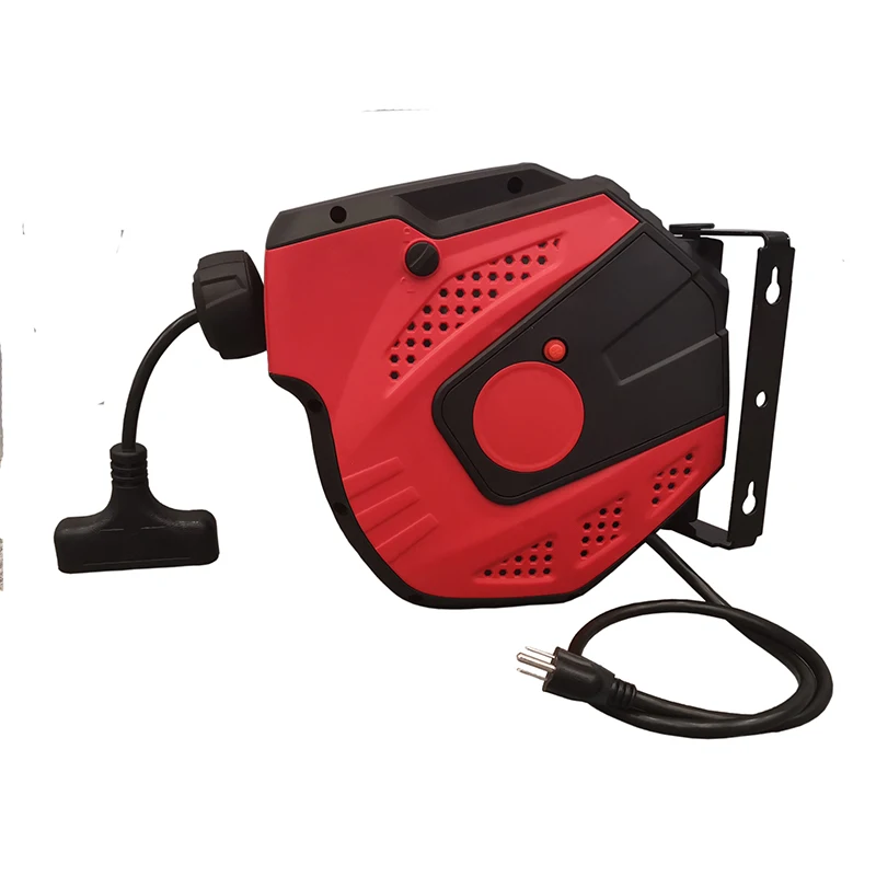Retractable Extension Cord Reel Heavy Duty Power Cord Reel with 3-Lighted Triple Outlets 12AWG/3C SJTOW Cord 15A