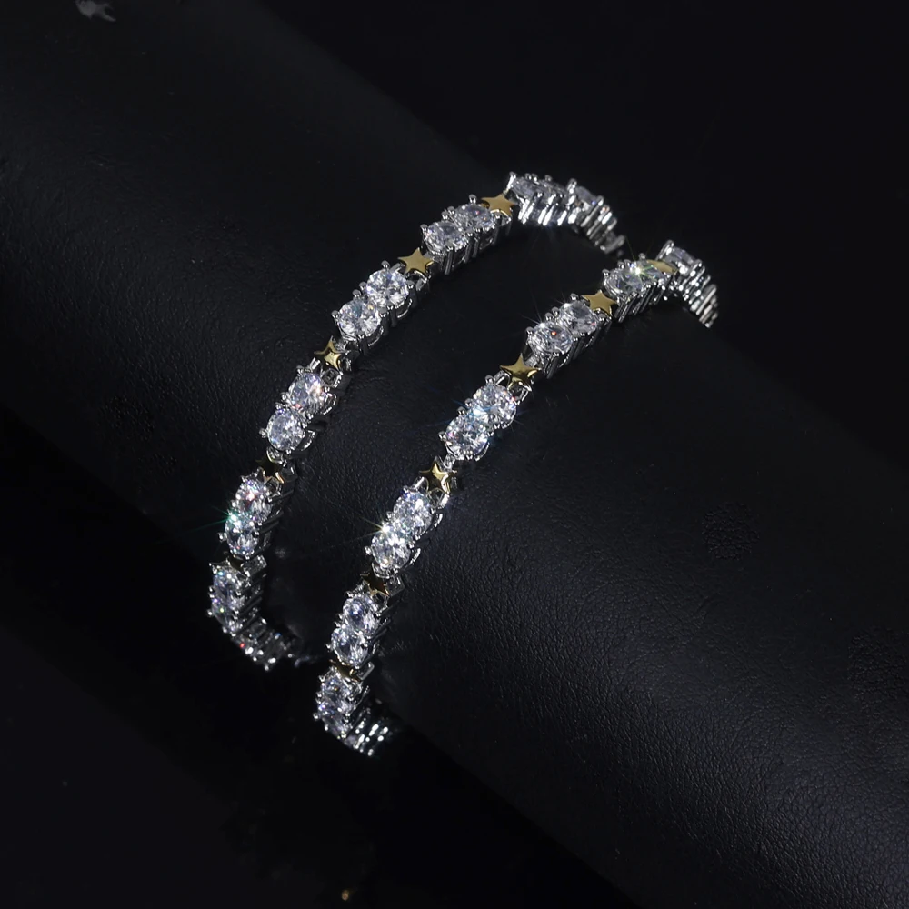 

2025 fashion classic smooth star inlaid with 4MM shiny zircon necklace jewelry gift