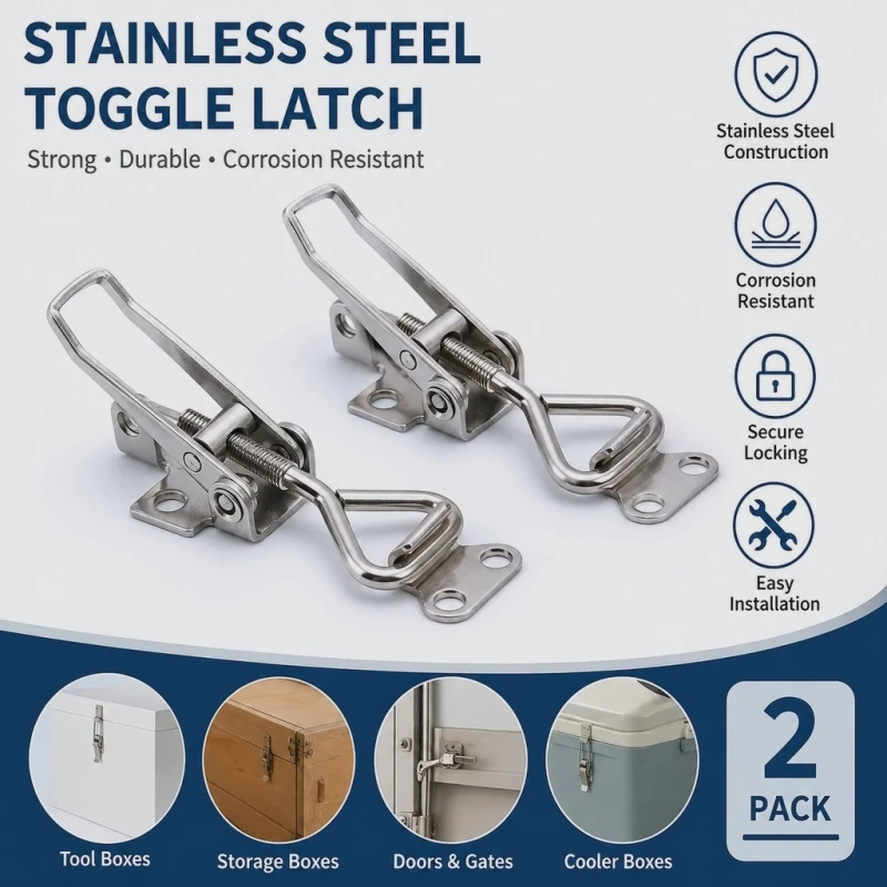 304 Stainless Steel Clamp Deck Hasp Lock for Boat Marine Locker Anti Rattle Latch Fastener Hardware Accessories