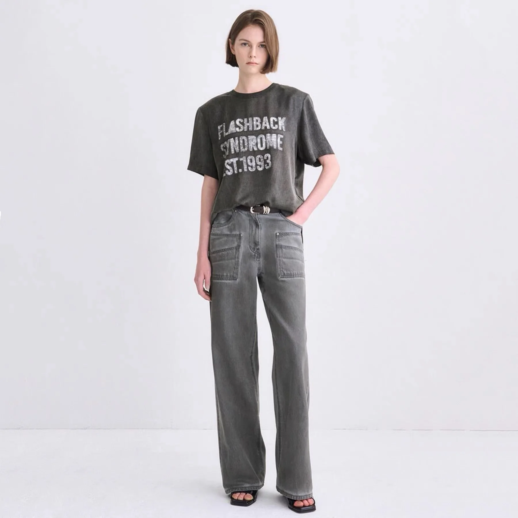 

Прямые повседневные брюки с высокой талией и регулируемым поясом для похудения, осенняя коллекция TIM25, универсальные женские брюки