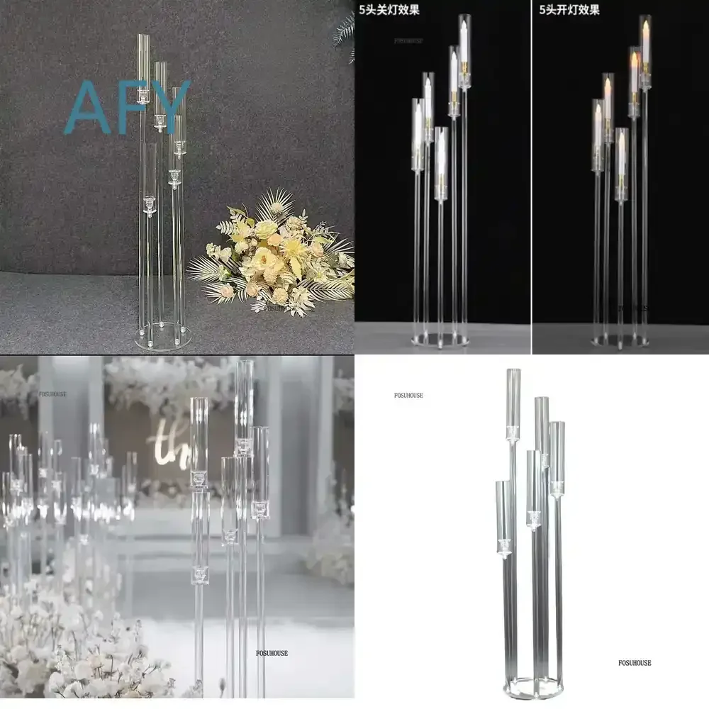 2 5 10 pcs 118 cm tall wedding centerpiece clear acrylic 5 heads candelabra for party and marriage decoration candle holders