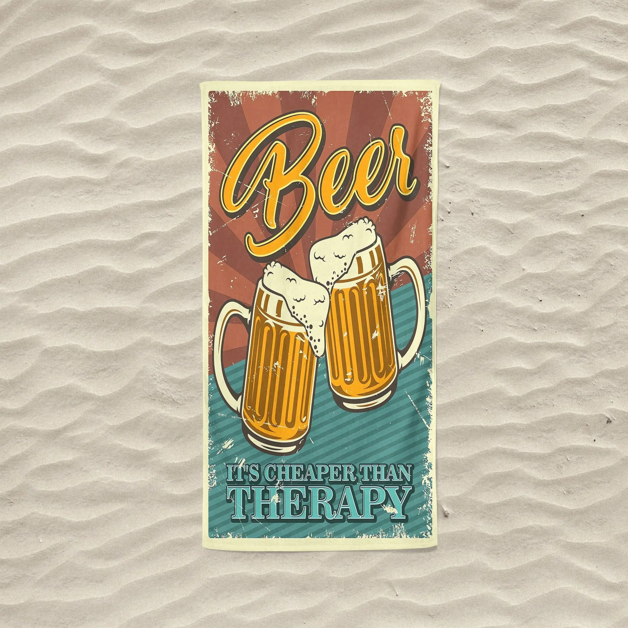 

Cartoon Beer Cheers Microfiber Beach Towel Soft Absorbent Sun Protection Outdoor Unisex Printed Design Pool Travel