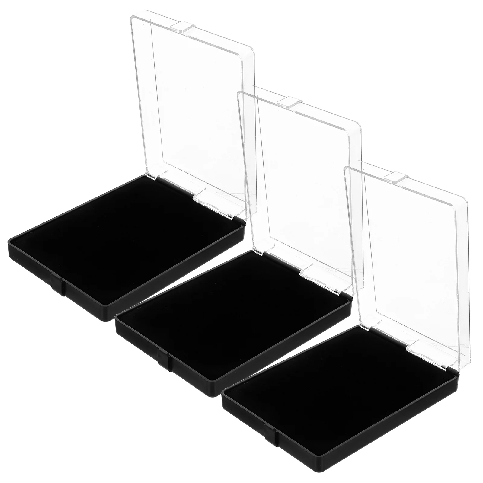 

3Pcs Badge Display Box Transparent Lid Black Base Pin Case Display Organizer Jewelry Brooch Medal Storage Box Pin Case