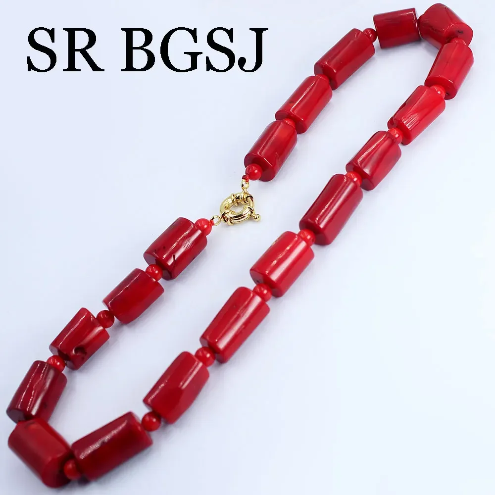 6mm 10-12mm Women Jewelry Bridal Gift Fashion Chokers Collar Red Orange Sea Bamboo Coral Necklace 18inch