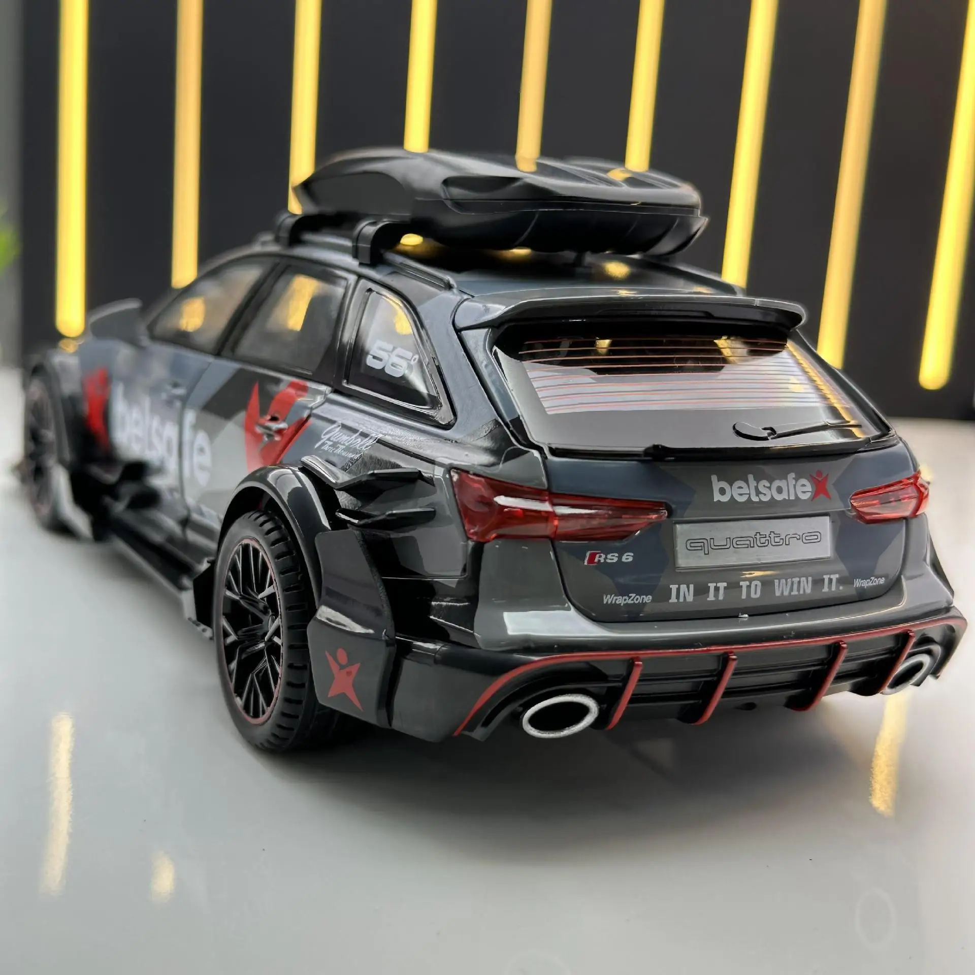 1/24 Alloy RS6 Modified Version Car Model Simulation Diecast Toy Vehicle with Light Sound Pull Back Sports Car for Children Gift