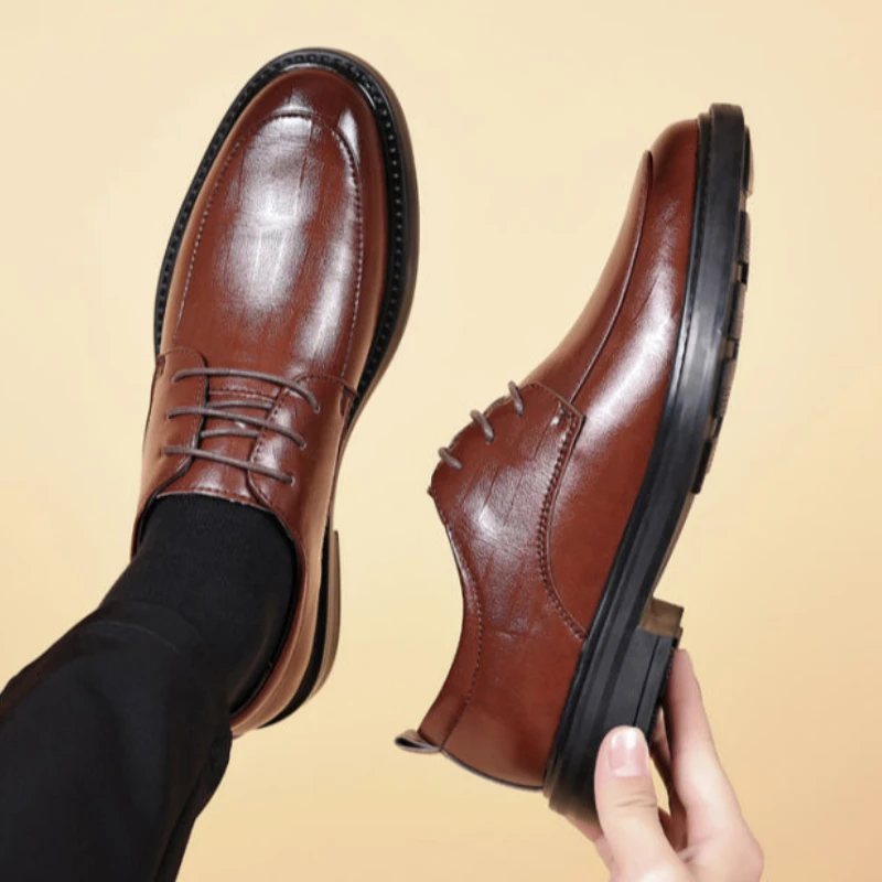 Office Leather Brogue Shoes for Men Lace Up In Promotion Adults Footwear Offer Man Casual Shoe Classic Original Common Designer