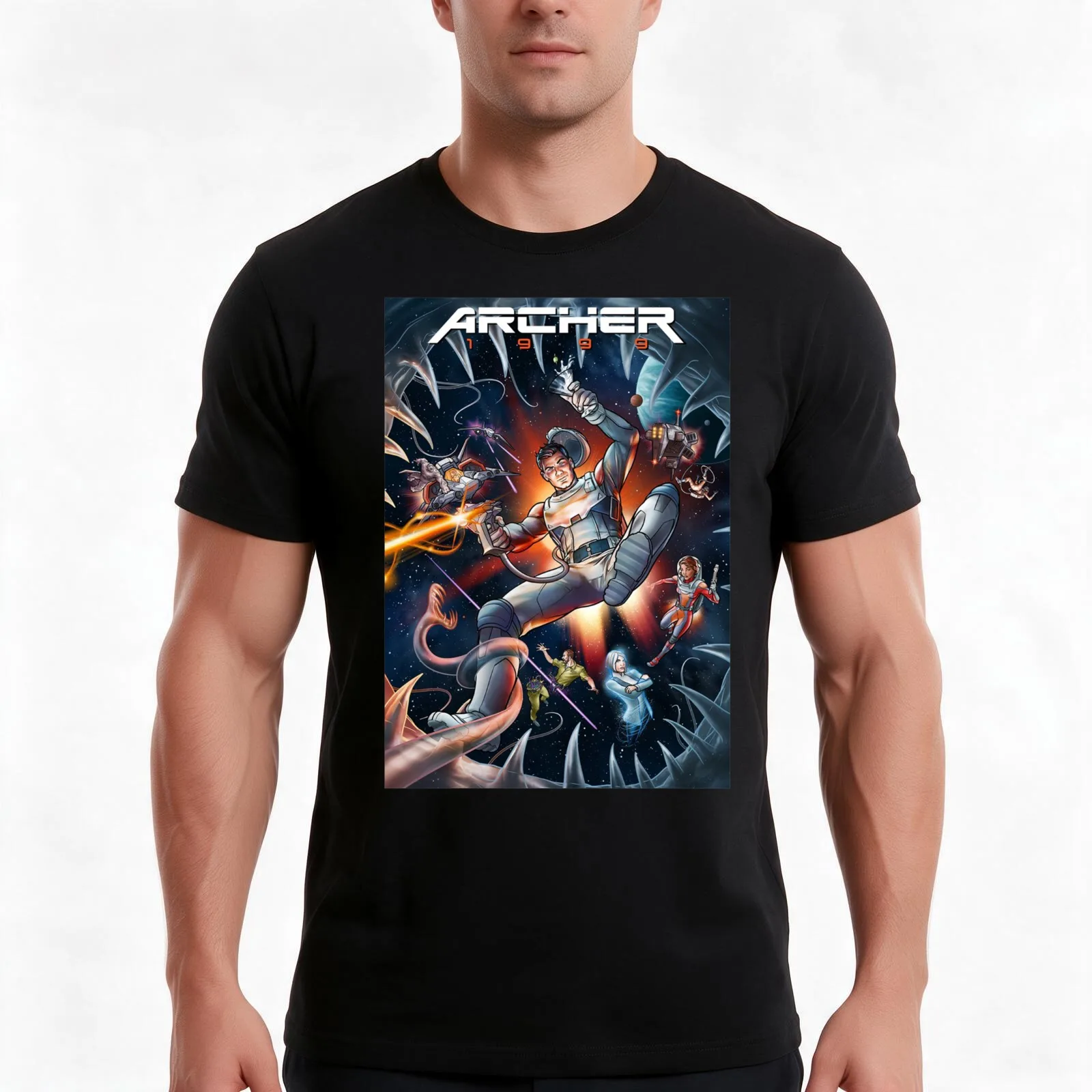 Archer 1999 T-Shirt, Summer Casual Cotton Tee, Oversized Streetwear Tops, Vintage Graphic Print, Loose Fit Short Sleeve