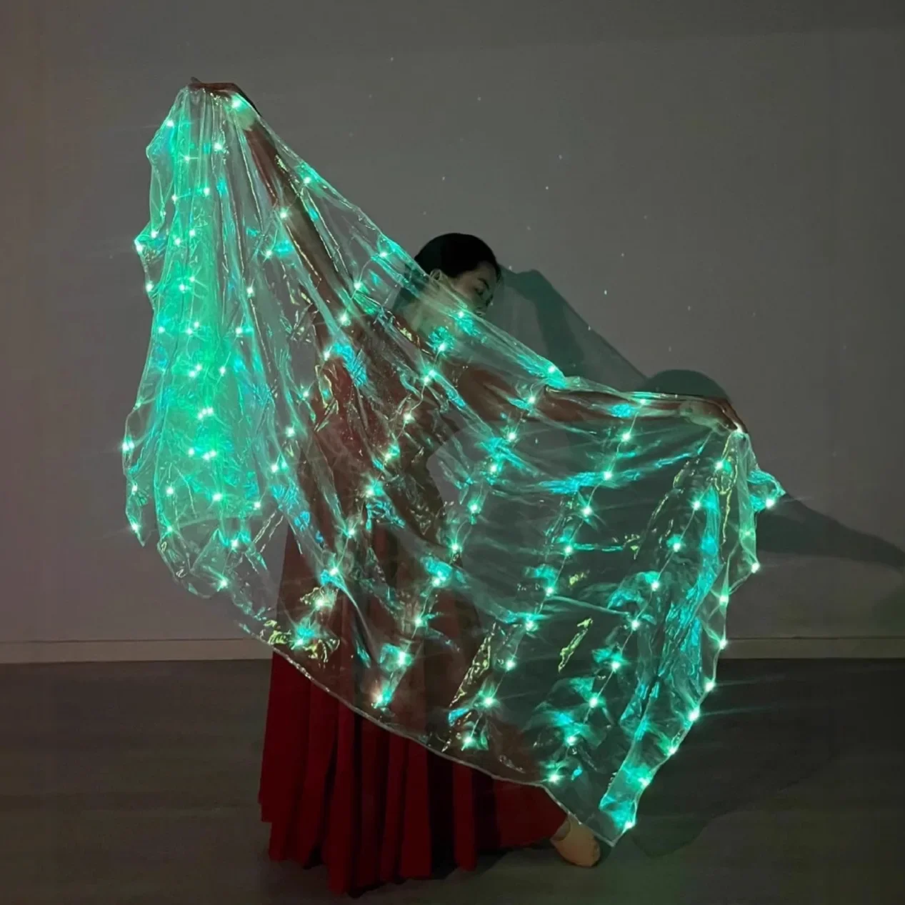 2m*1m Belly Dance Led Veils Carnival Belly Dancing Light Up Veil Props Belly Dance Festival Stage Performance Props Accessories
