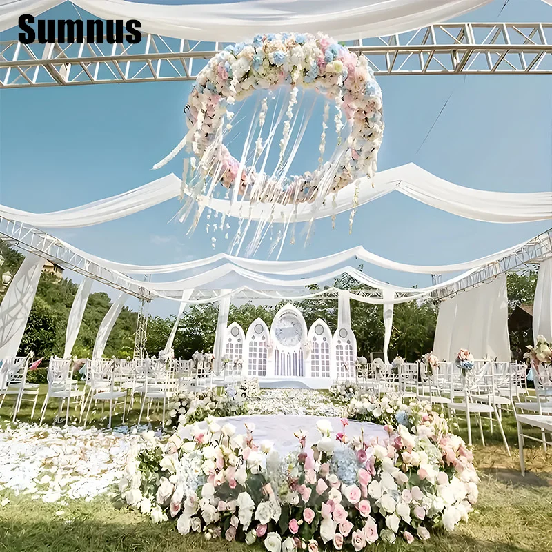 SUMNUS White Simple Wedding Drapery Outdoor Tulle Wedding Party Site Setup Decoration