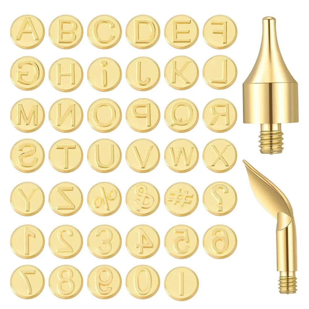 43 Pcs Uppercase Wood Burning Tip Set Replaceable Tips Complete Set Wood Burning Alphabet Stamps Wood Burning Number Stencil