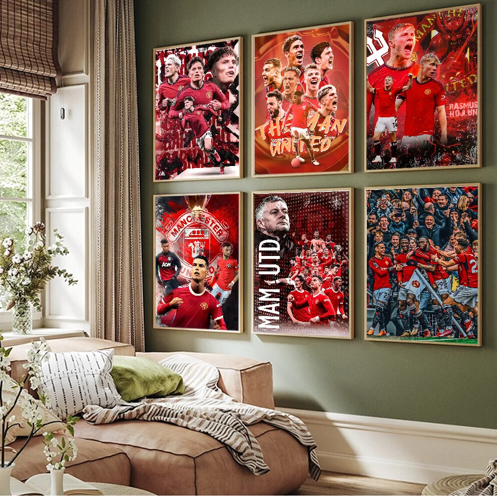 M-Manchester U-United F ملصقات الأفلام الكلاسيكية ، ملصق ورقة بيضاء ، غرفة تصنعها بنفسك ، بار ، مقهى ، فن جمالي ، لوحة جدارية