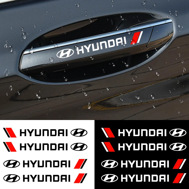 

4Pcs Auto Decoration Car Door Handle Logo Stickers Rearview Mirror Decals For Hyundai Tucson IX35 I30 I20 Kon Accessories