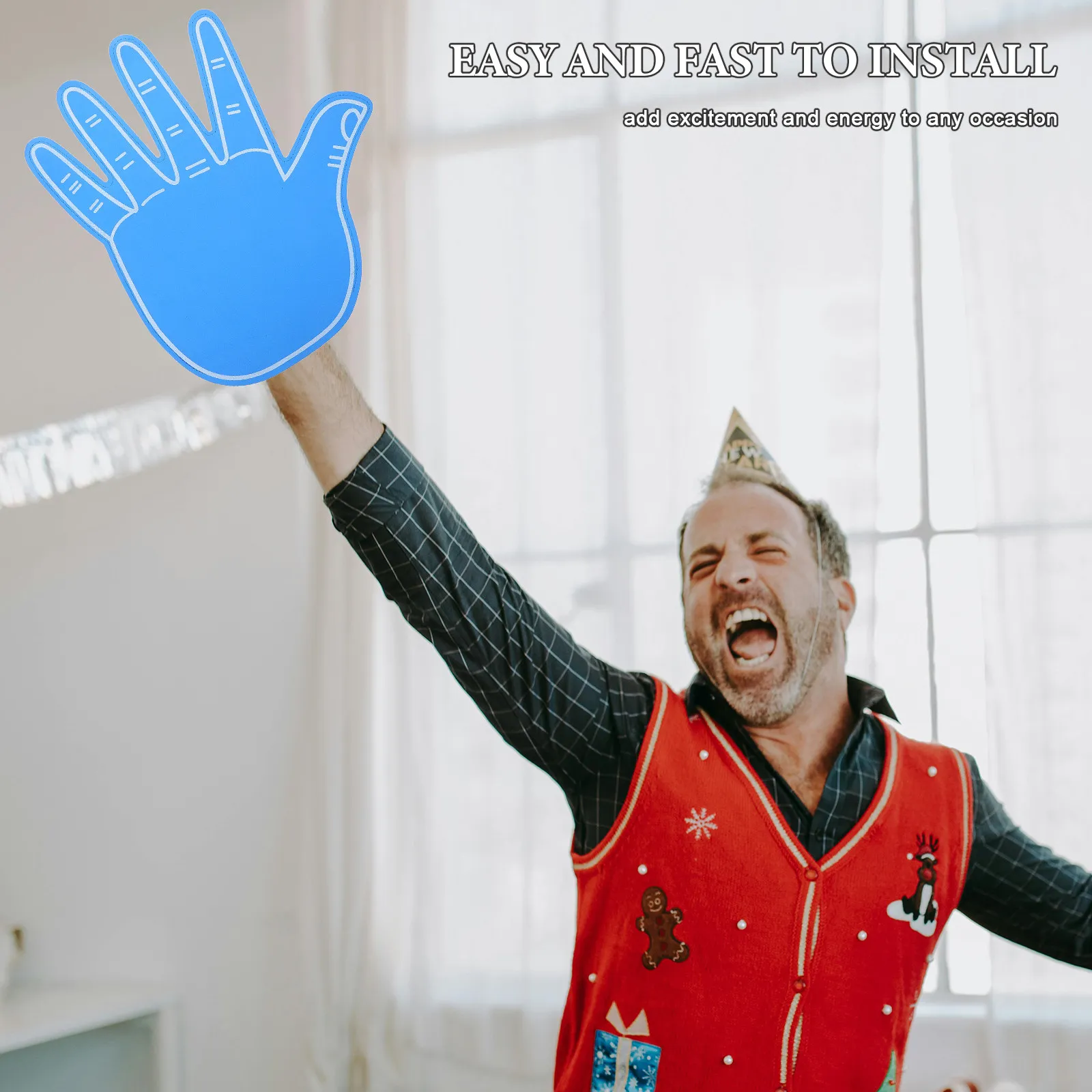 Blue Giant Foam Hand Five Finger Cheerleading Foam Finger Pom Pom Sports Fan Cheering Supplies Cheering Fingers