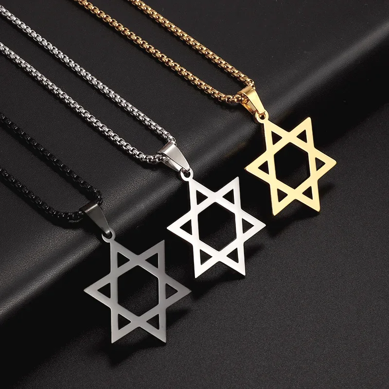 Stainless Steel Star of David Pendant Solomon Necklace for Men and Women Israeli Jewish Jewelry Gifts image 2