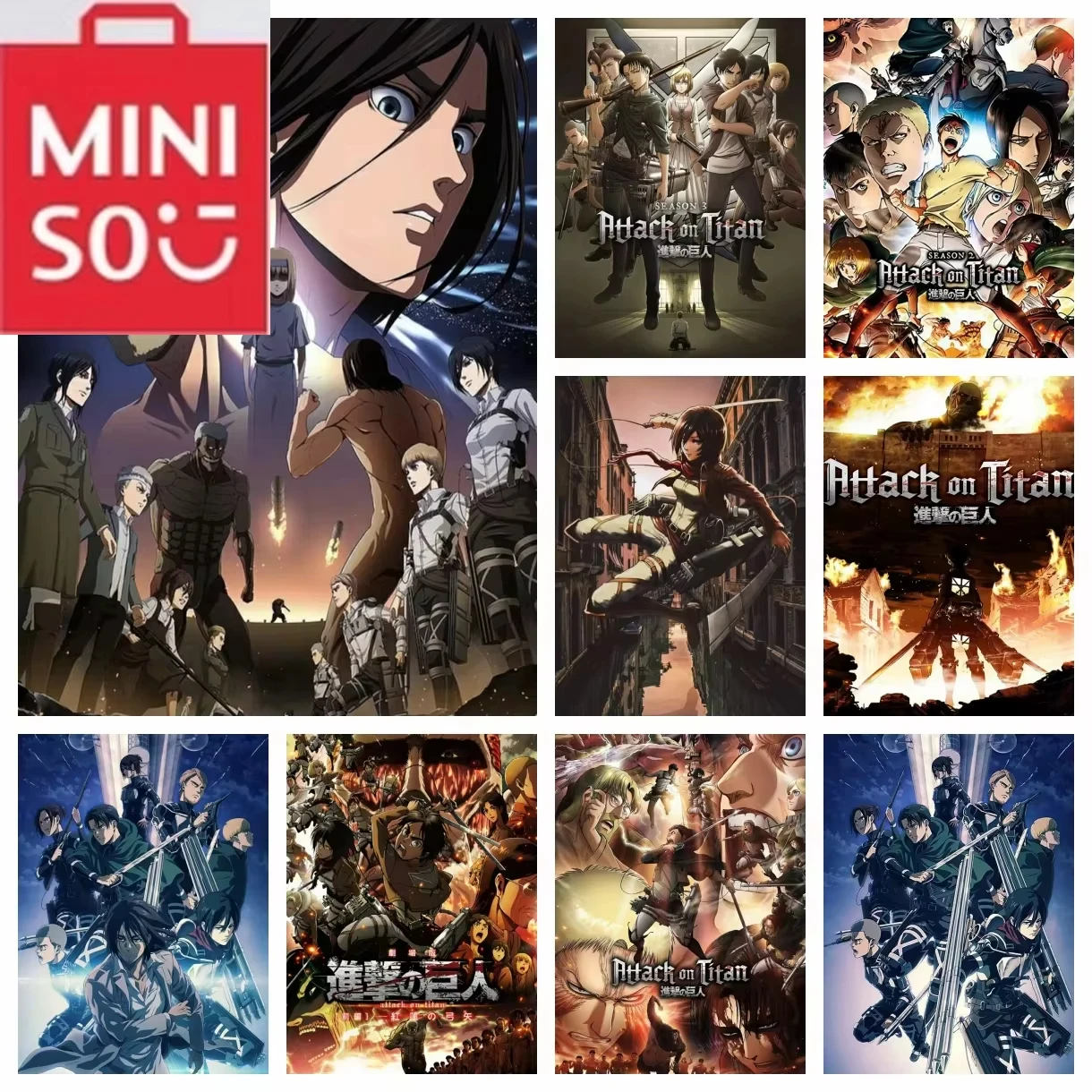 MINISO pintura al óleo por números Anime japonés ataque a los Titanes dibujo lienzo DIY imágenes por números decoración del hogar