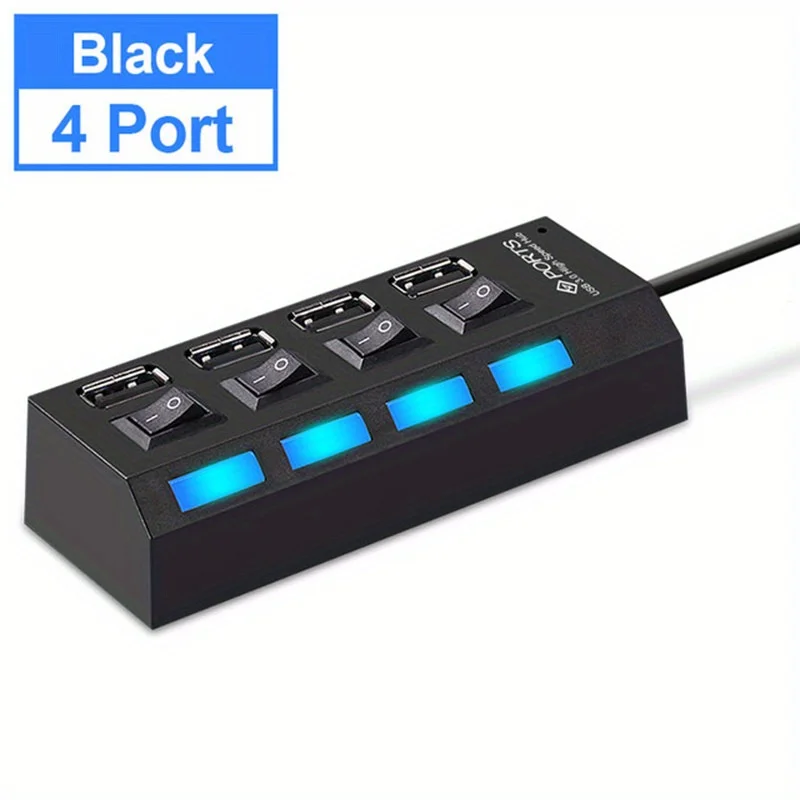 7 Poort Met Led Licht Usb 2.0 Adapter Hub Met Onafhankelijke Power Uit Voor Computers Tablets Laptops Ondersteunt Datatransmissie
